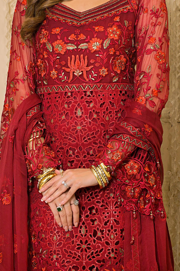 Festive Pakistani Party Dress in Embroidered Organza Kameez Trousers Dupatta Style