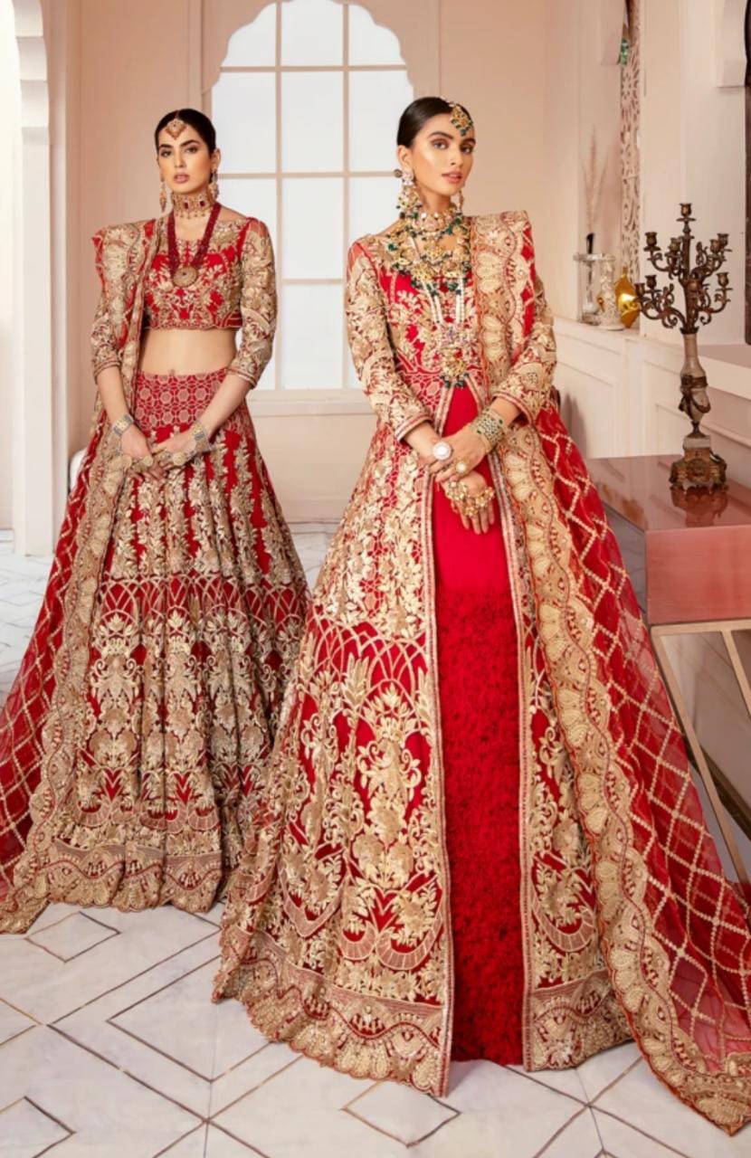 Festive Red Net Lehnga with Choli