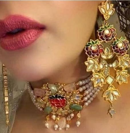 Flower Kundan Gold Plated Necklace