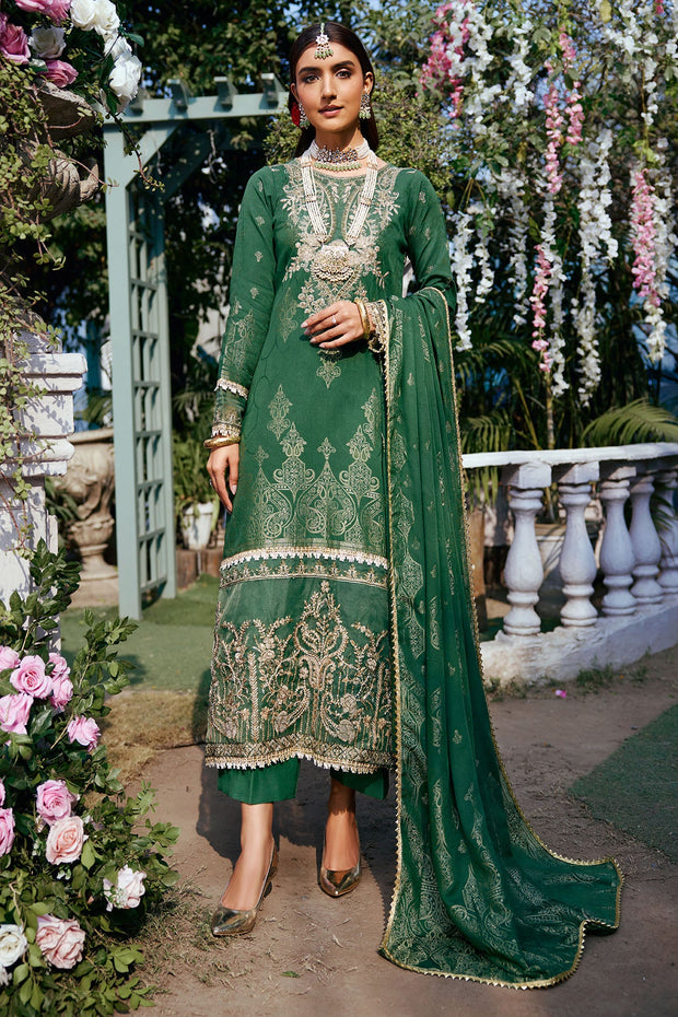 Forest Green Pakistani Eid Dress in Kameez and Trousers Style