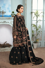 Formal Chiffon Pakistani Dress in Black Color Designer