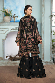 Formal Chiffon Pakistani Dress in Black Color Latest