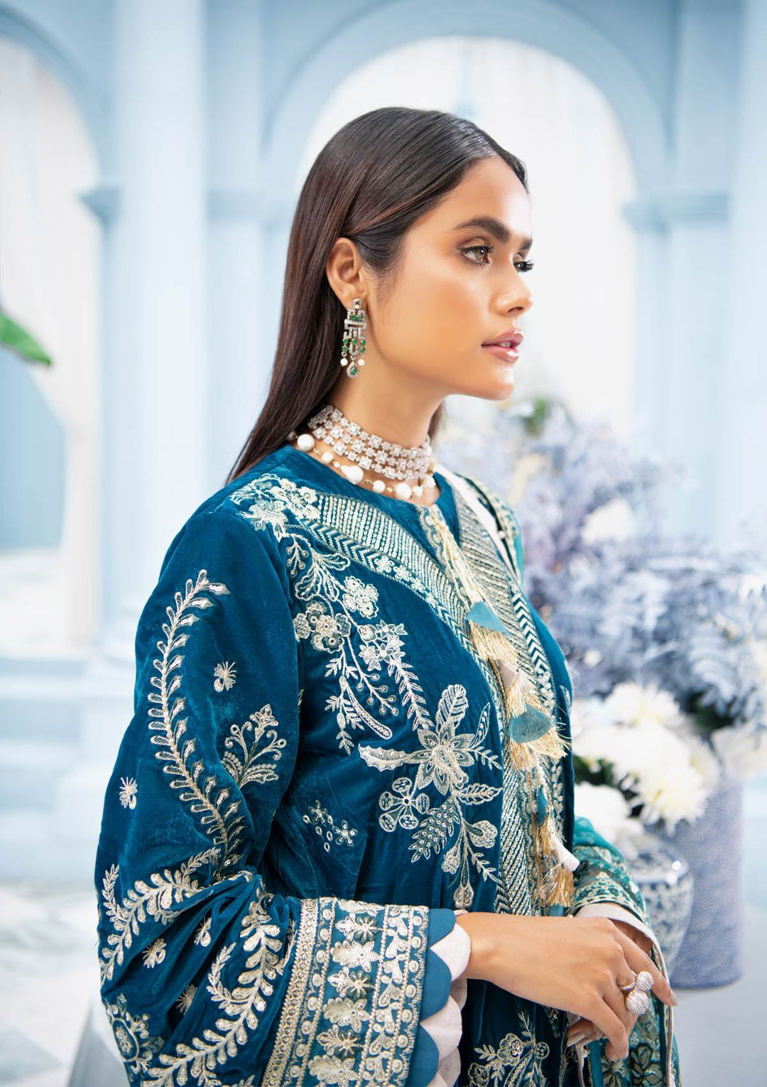 Formal Pakistani Shalwar Kameez in Teal Shade Online