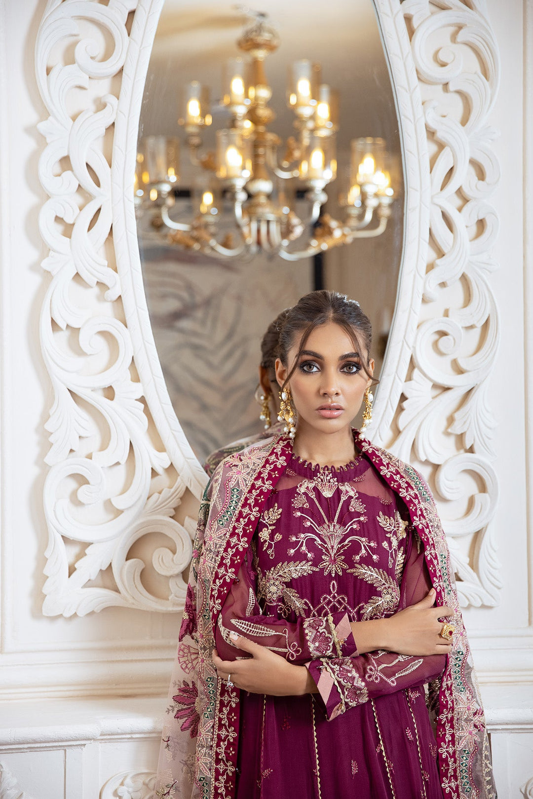 Frock Dress Pakistani in Magenta Shade