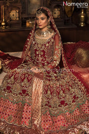 Frock in Red Pakistani Bridal Dress