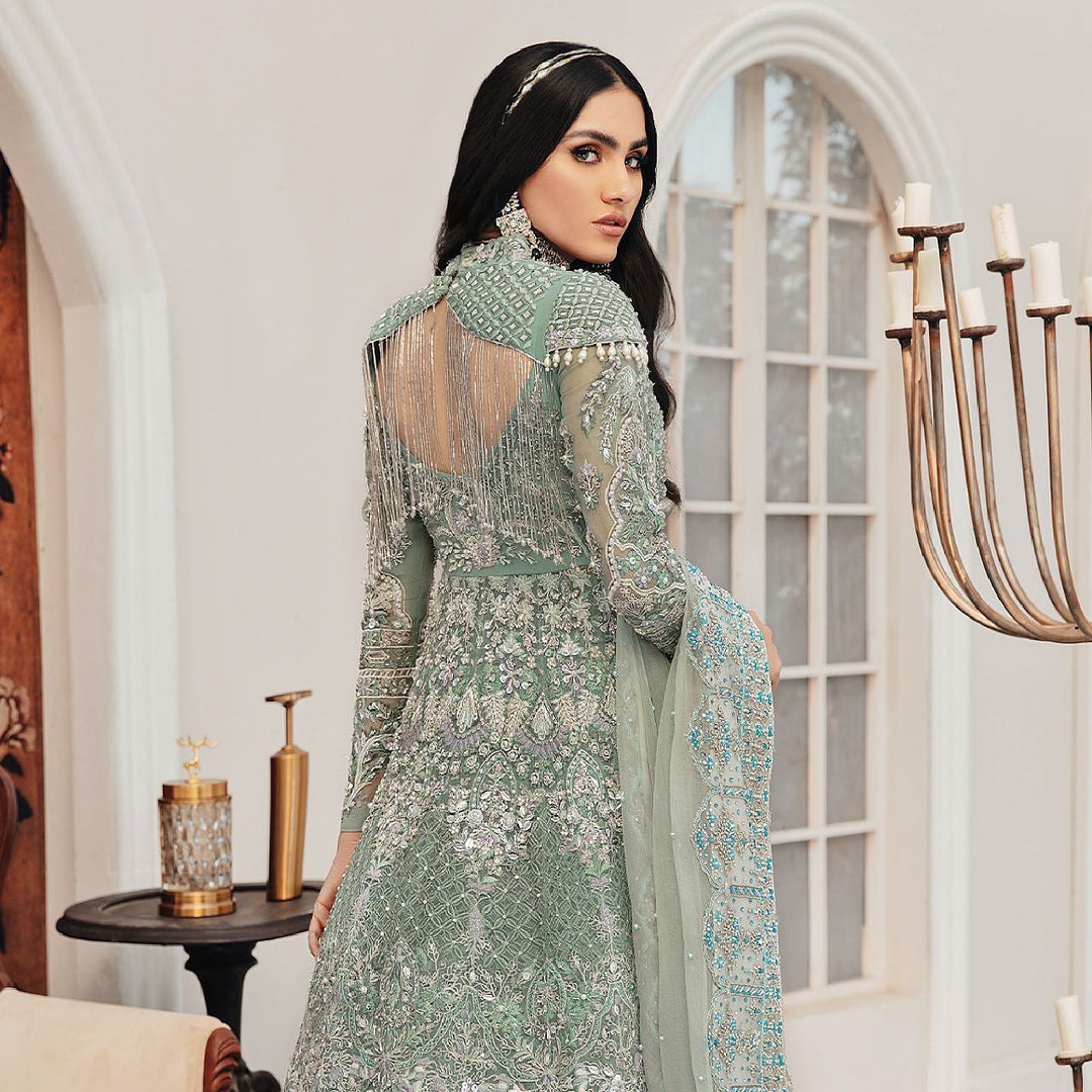 Elegant Blue Pakistani Bridal Lehenga & Gown