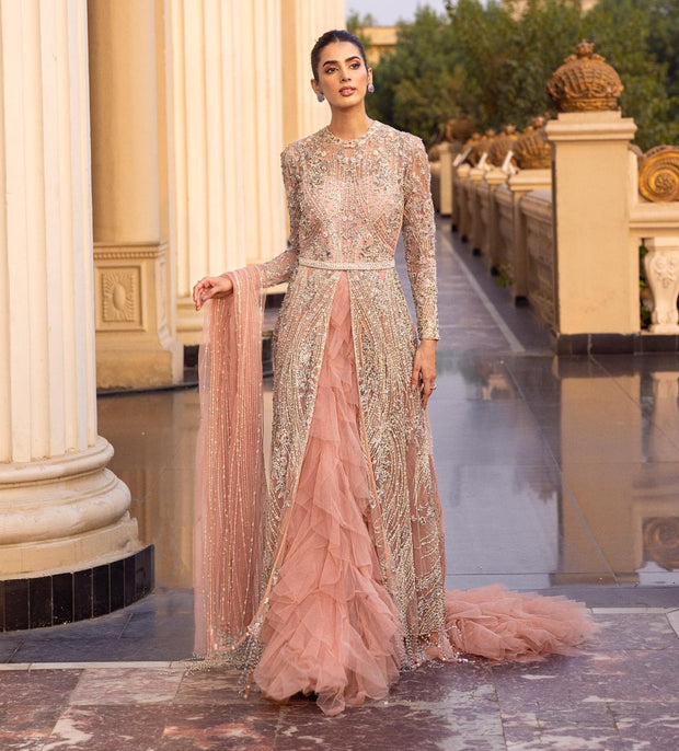 Front Open Gown Pakistani with Wedding Lehenga Dress