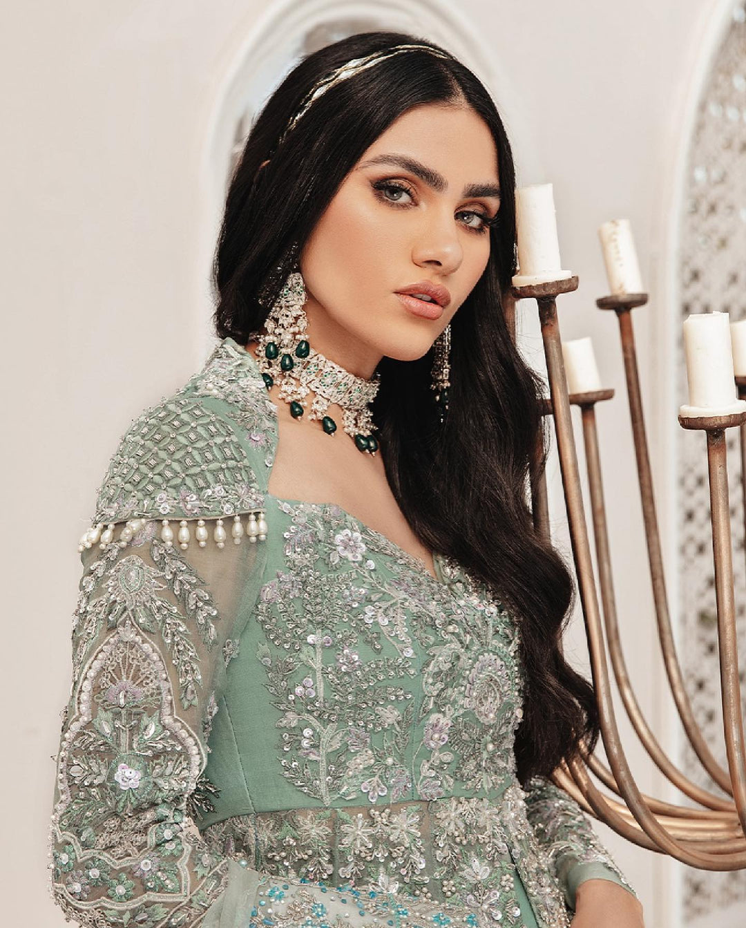 Elegant Blue Pakistani Bridal Lehenga & Gown