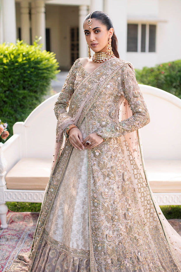 Front Open Pakistani Bridal Gown with Lehenga Dress Online