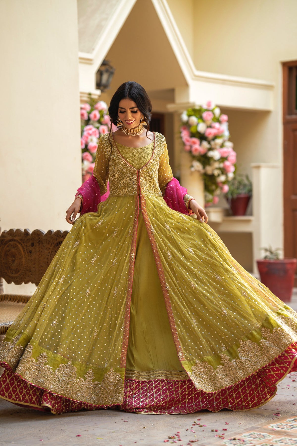 Royal Front Open Pishwas Frock Lehenga Pakistani Bridal Dress – Nameera ...