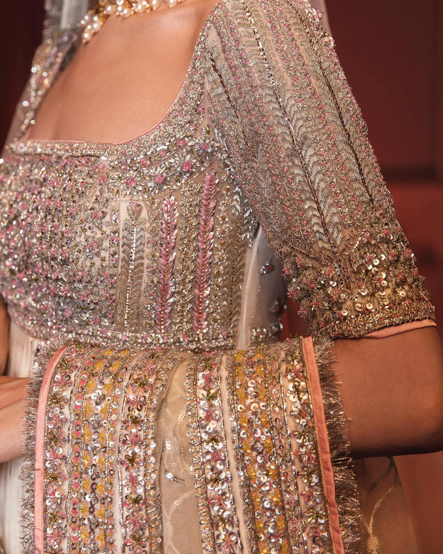 Front Open Pishwas Frock with Dupatta and Sharara Dress Online