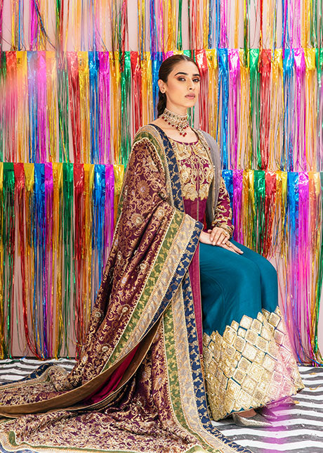 Front Open Traditional Pishwas Pakistani Bridal Dress Online