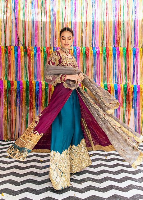 Front Open Traditional Pishwas Pakistani Bridal Dress