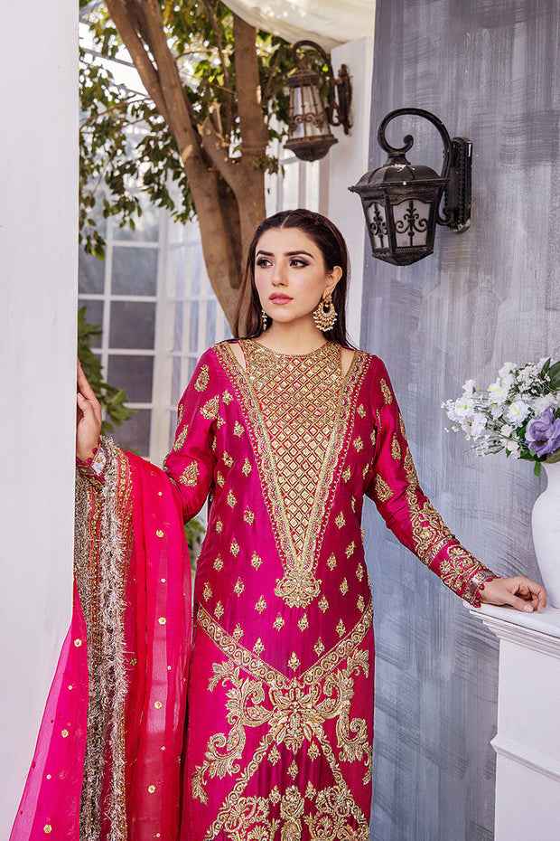 Fuchsia Pink Hand Embellished Elegant Pakistani Wedding Dress 2023