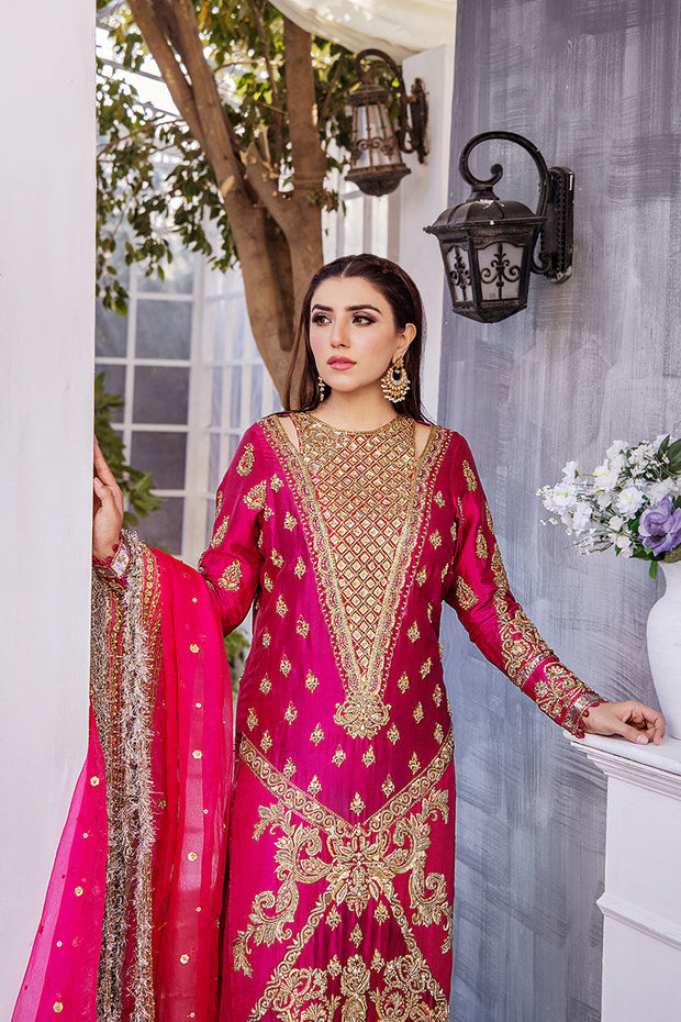 hot pink pakistani dress Georgette Satin Hot Pink Resham Designer Pakistani Suit