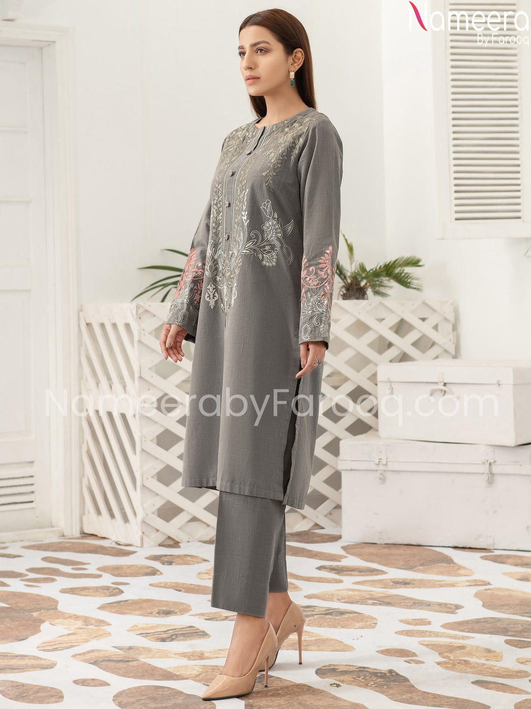 Pretty Designer Lawn Embrioded Shirt with Capri 2021