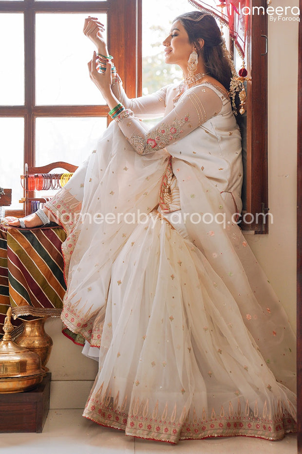  White Gharara Dress Pakistani