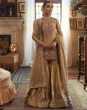 Gharara Dress in Tissue Fabric for Pakistani Bride
