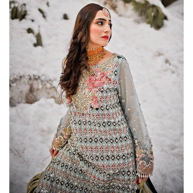 Gharara Kameez Mint Green Pakistani Dress