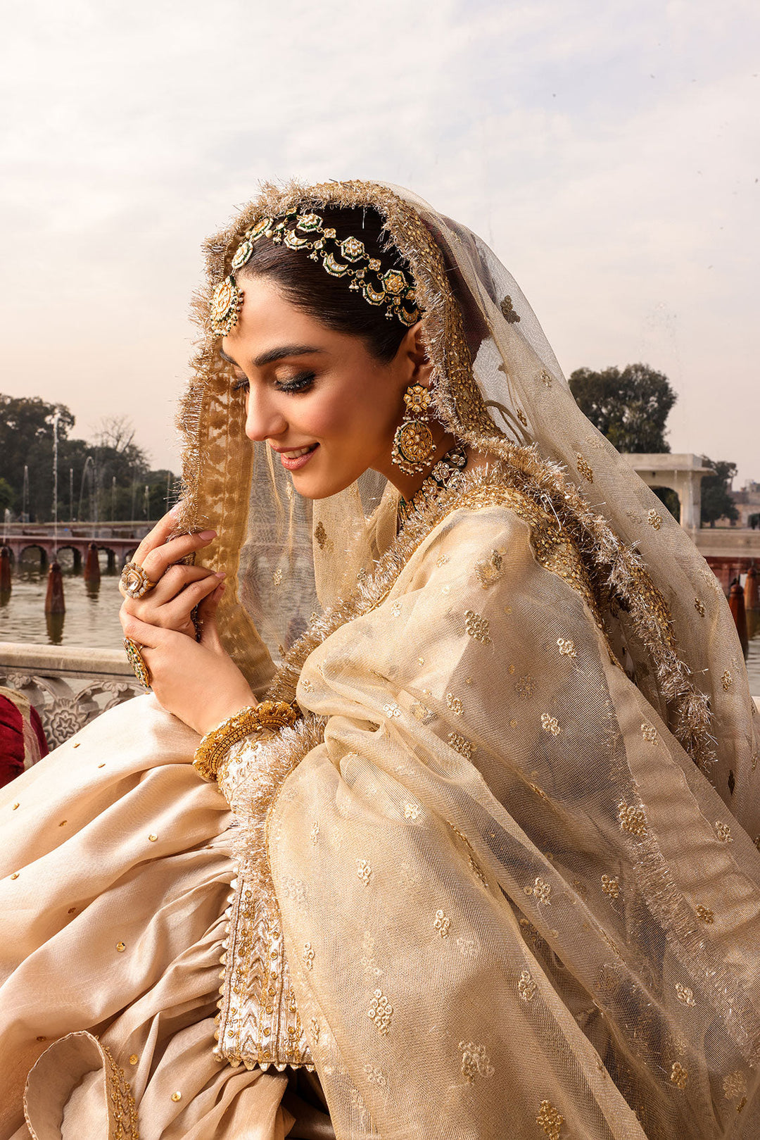 Stunning Raw Silk Gharara Kameez for Pakistani Brides