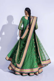Gharara Kameez and Dupatta Green Pakistani Mehndi Dress