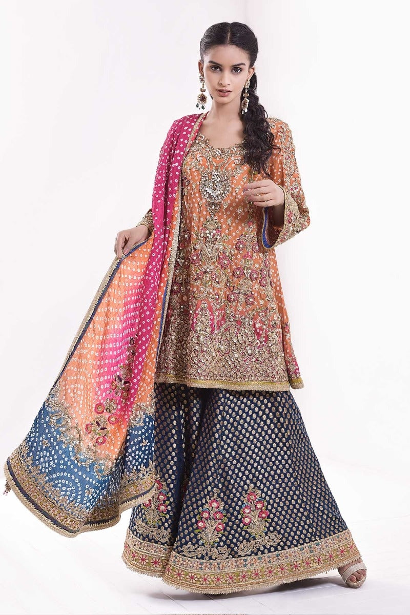 Girls Wedding Party Gharara in Pink Color