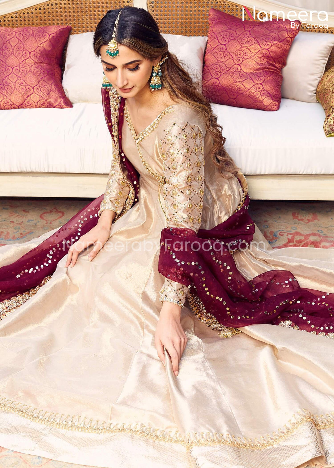 Gold Bridal Dresses Pakistani