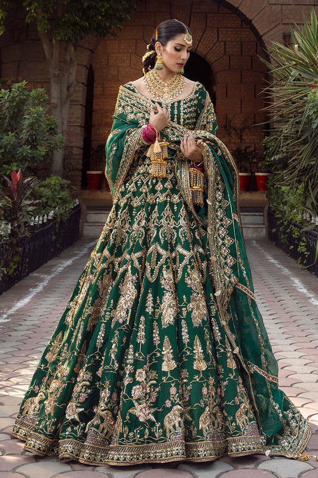 Gold Green Lehenga Choli Pakistani Wedding Dress