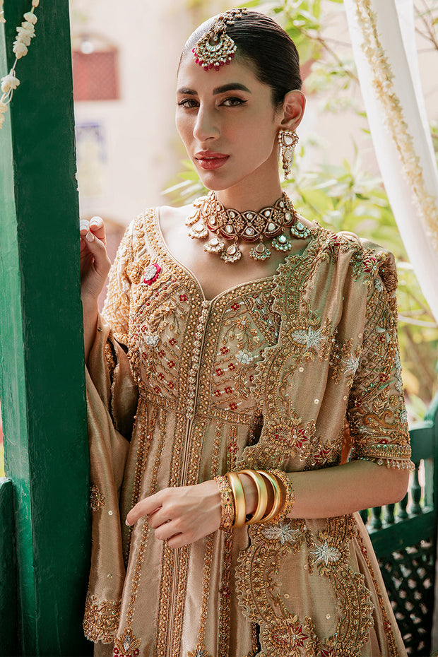 Gold Lehenga Gown Bridal for Pakistani Bridal Wear 2023