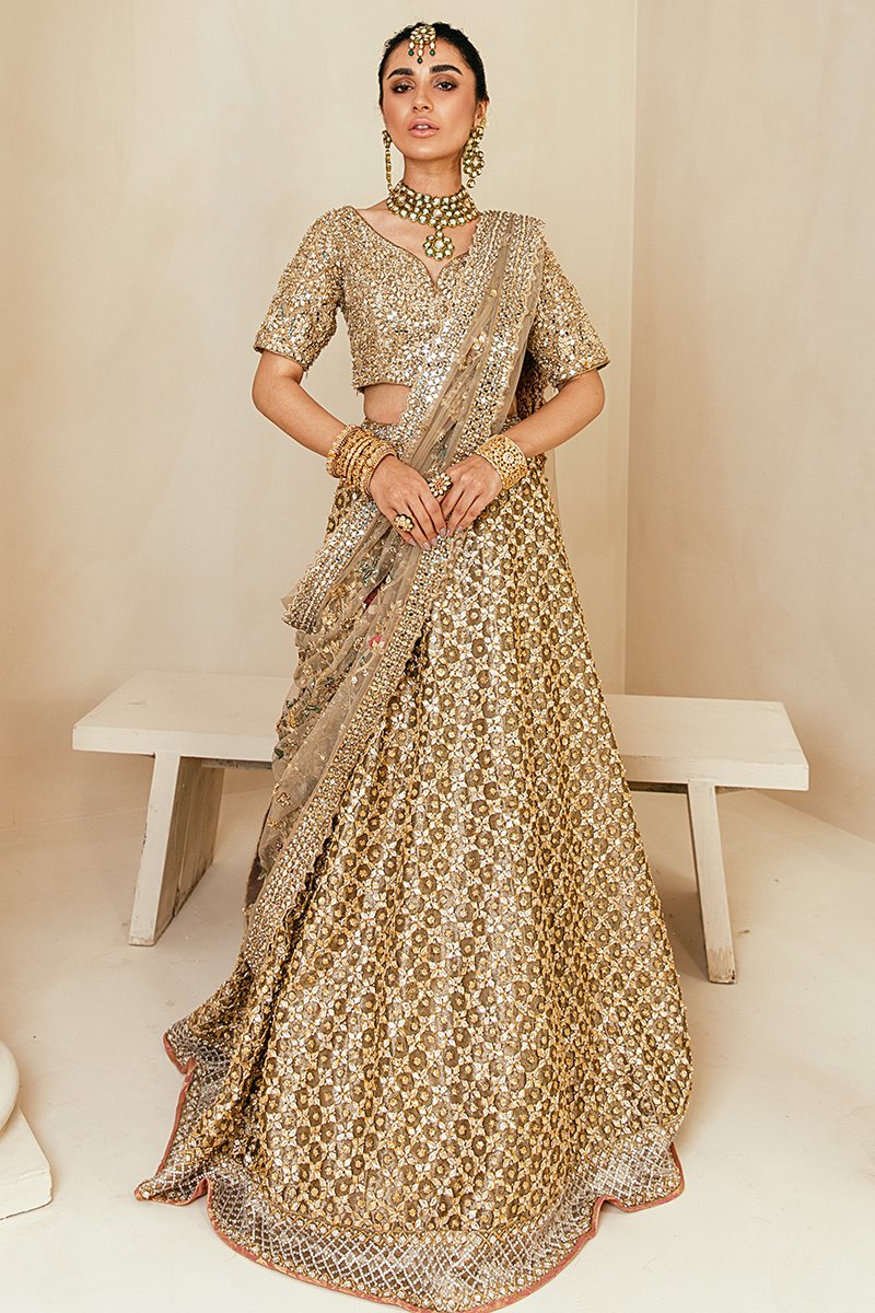 gold lehnga choli