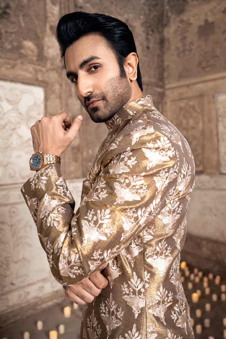 Gold Sherwani Dress for Pakistani Groom Dresses