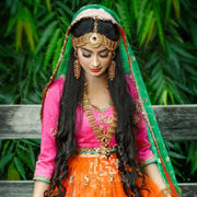 Gold Plated Net Design Necklace Set  Front View