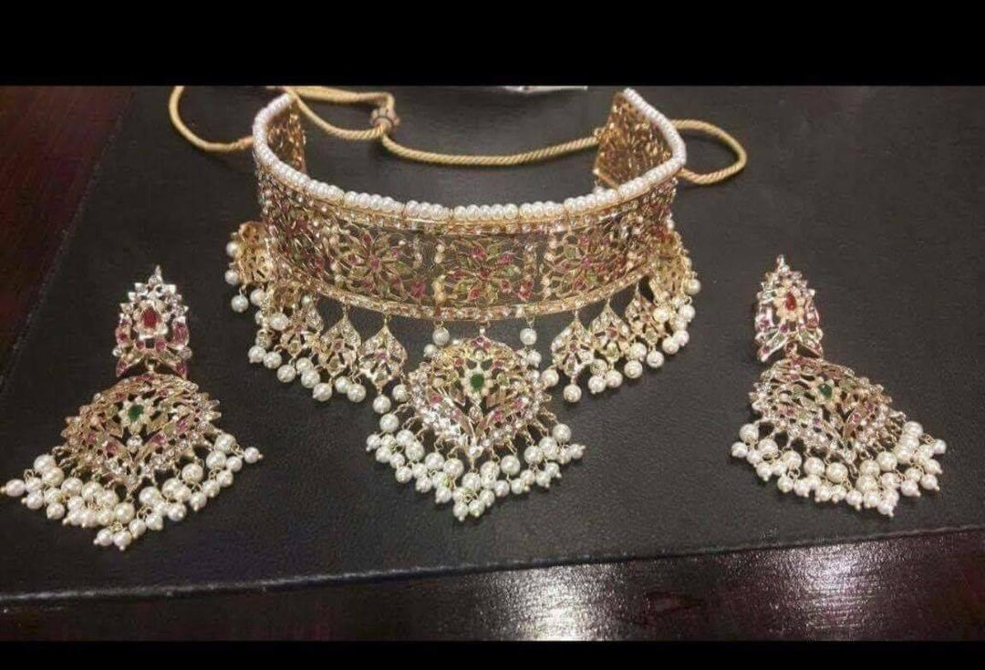 Gold Plated Polki Necklace Set
