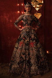 Golden Black Lehenga Choli for Pakistani Bridal Dresses