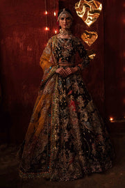 Golden Black Lehenga Choli for Pakistani Bridal Dresses