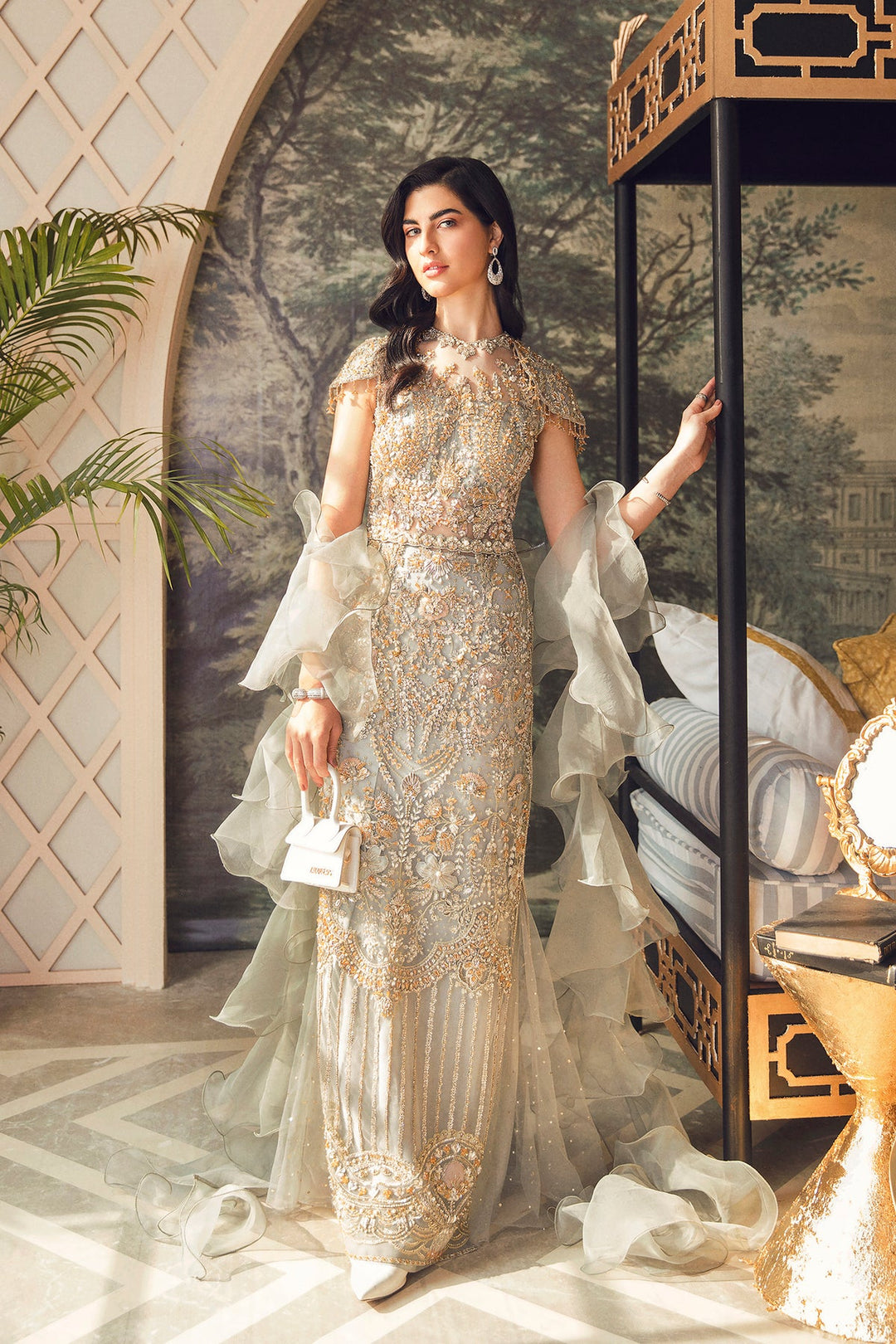 Golden Blouse for Lehenga in Mermaid Style 