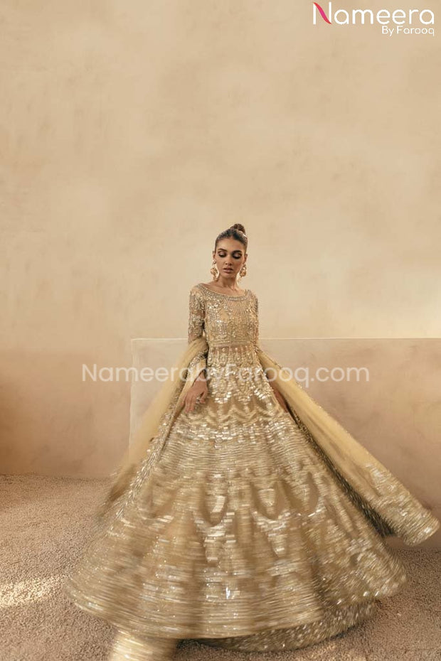 Golden Bridal Dress Pakistani