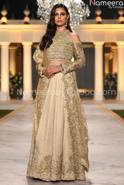 golden bridal lehenga choli