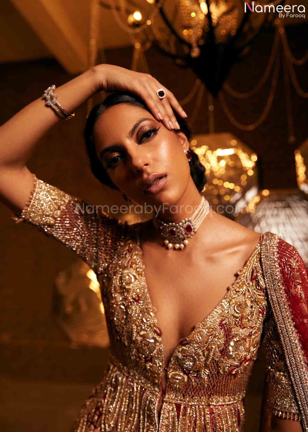golden bridal lehenga