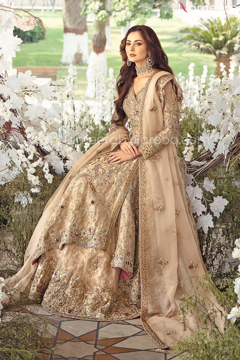 golden bridal lehnga dress