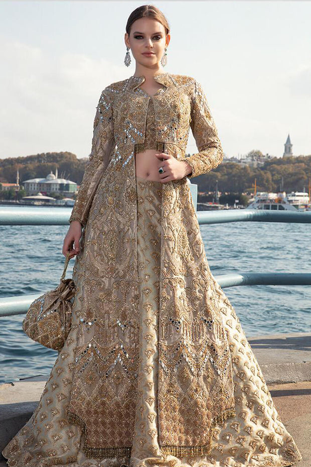 Golden Colour Lehenga Choli for Indian Bridal Wear 