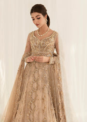 Golden Gown Lehenga Dress for Pakistani Bride