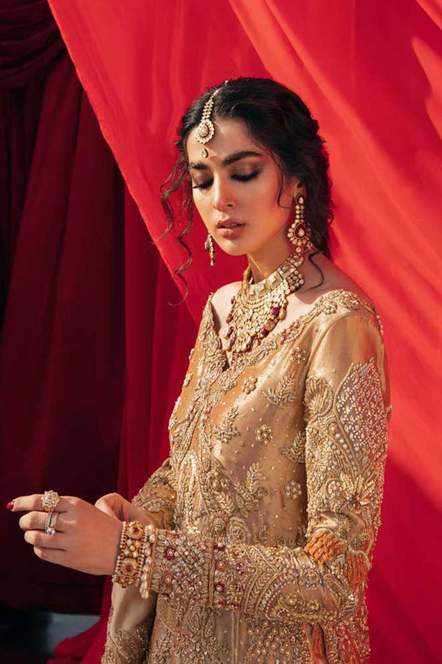Golden Indian Bridal Wear Lehenga Shirt 2022