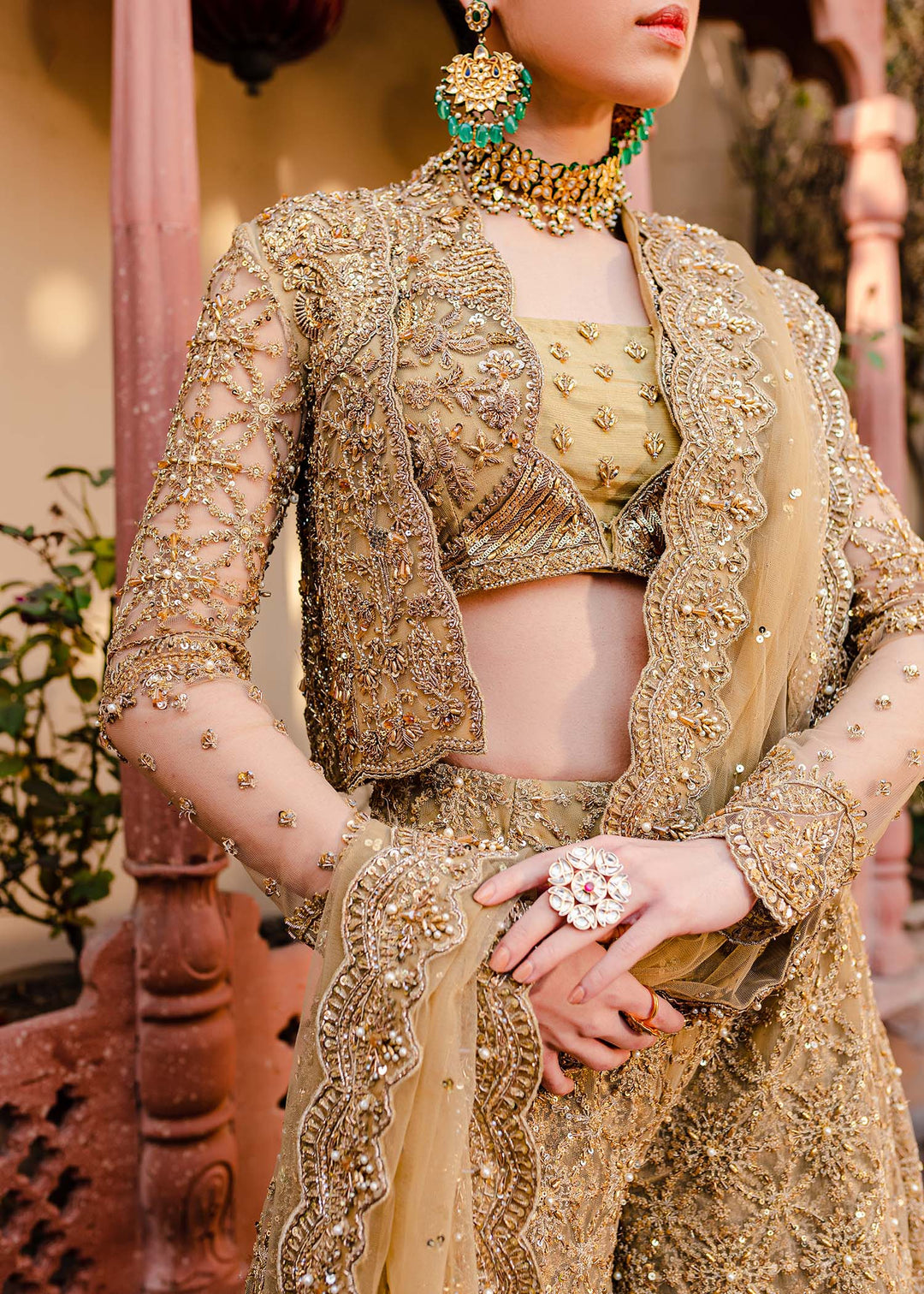 Golden Jacket Lehenga Choli for Indian Bridal Wear
