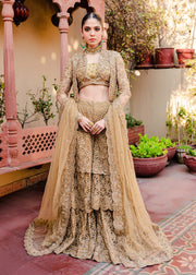 Golden Jacket Lehenga Choli for Indian Bridal Wear