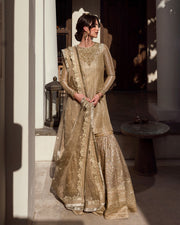 Golden Kameez Sharara for Pakistani Wedding Dresses 2023