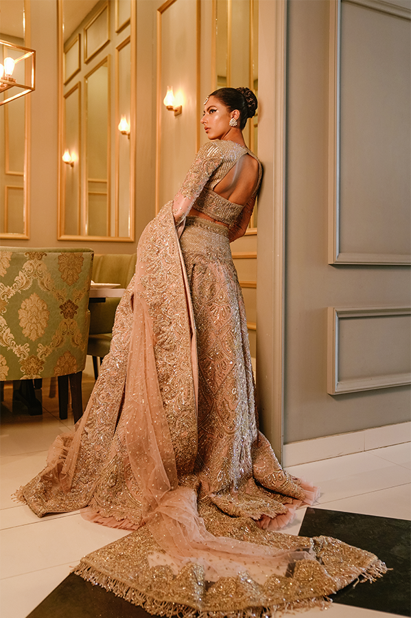 Golden Lehenga Bridal Choli for Pakistani Bridal Wear 2022