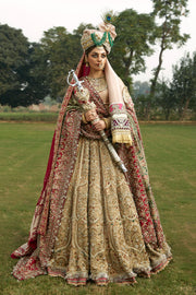 Golden Lehenga Choli Red Dupatta Pakistani Wedding Dresses
