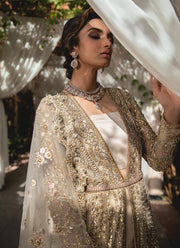 Golden Lehenga Choli Style Gown
