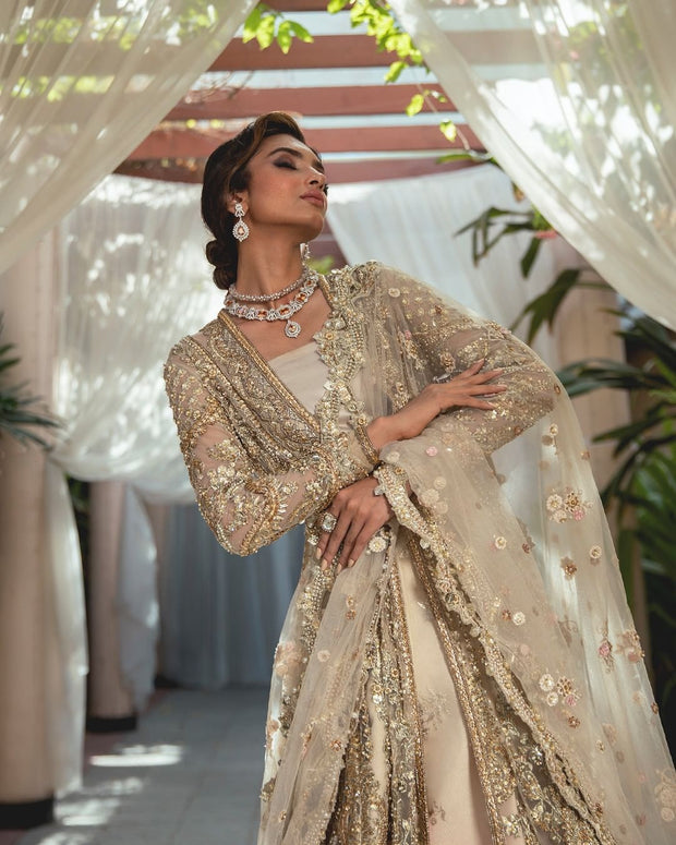 Golden Lehenga Choli Style Gown for Indian Bridal Wear 2022
